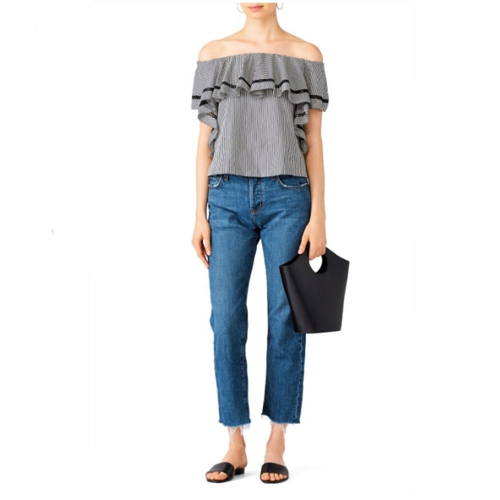 Rachel Zoe black white MOLLY off shoulder top M